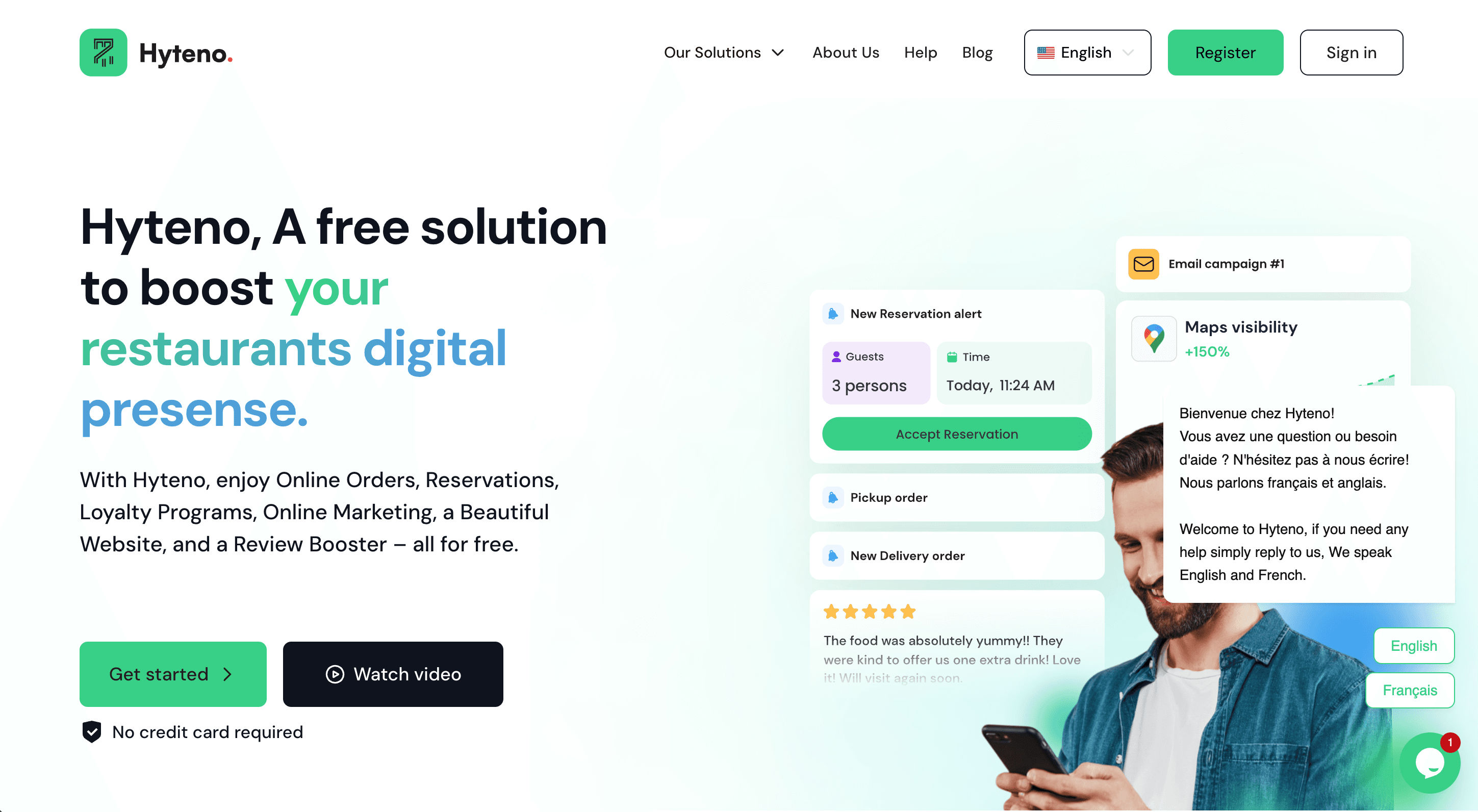 Hyteno restaurant digital presence platform homepage